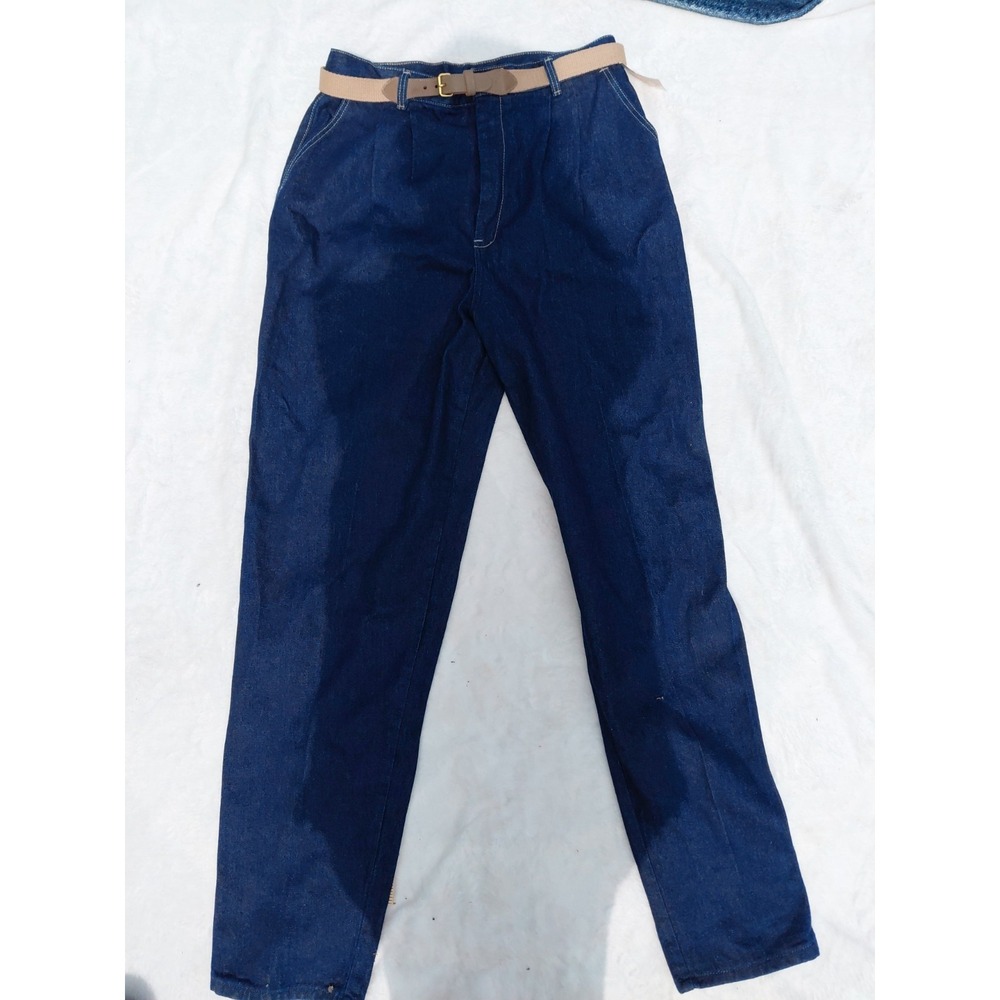 Vintage New With Tags Lord Isaacs Belted Pleated Jeans Womens 14 Dark Made In US